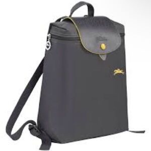 Longchamp Gray Backpack with Yellow Accents